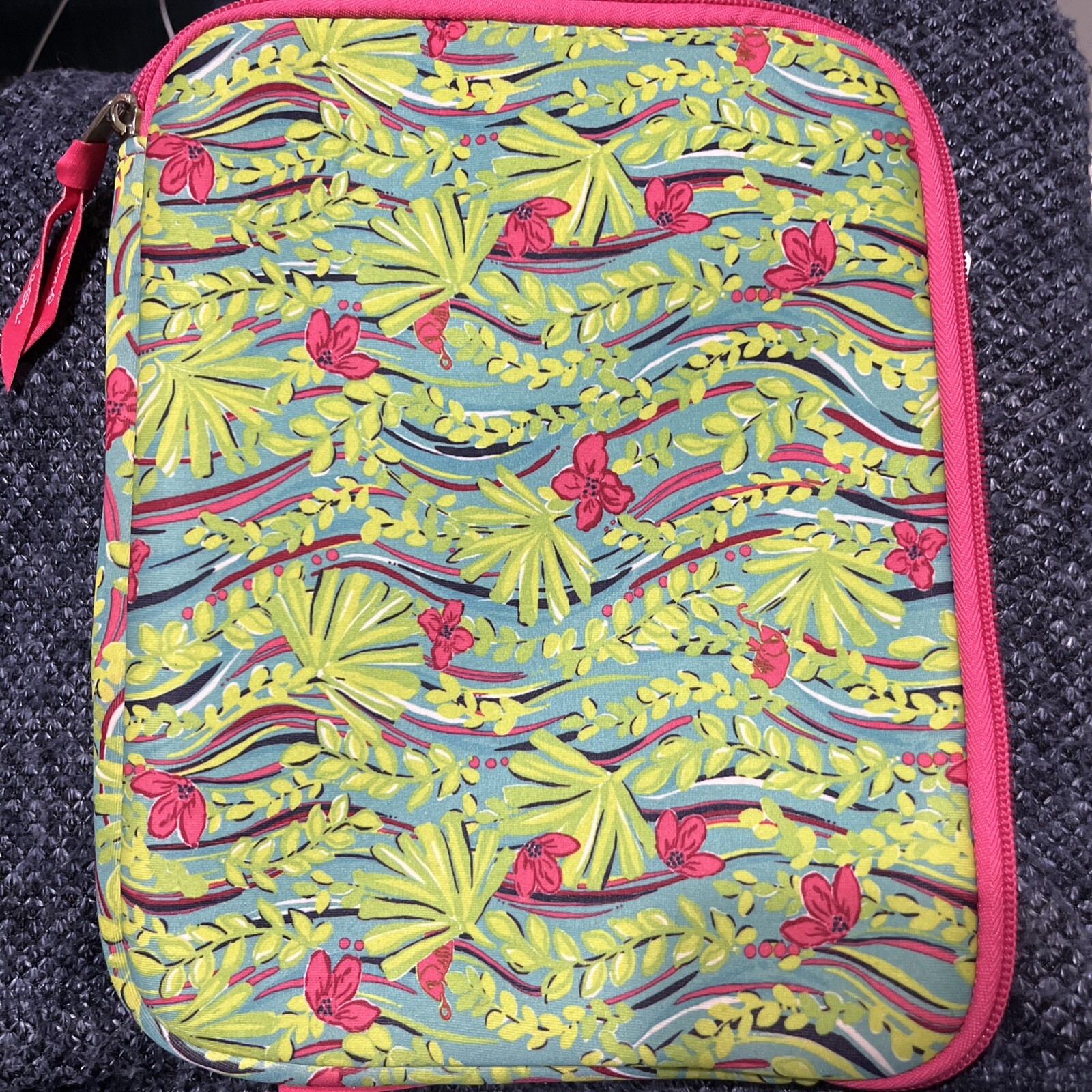 Lilly Pulitzer iPad Tablet Sleeve Case Zip @ Pink Green Floral Neoprene 8x10