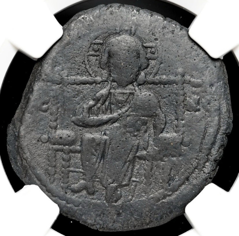 NGC Ch F. BYZANTINE Empire 1042-1060 AD Jesus Christ Follis Genuine Class D Coin