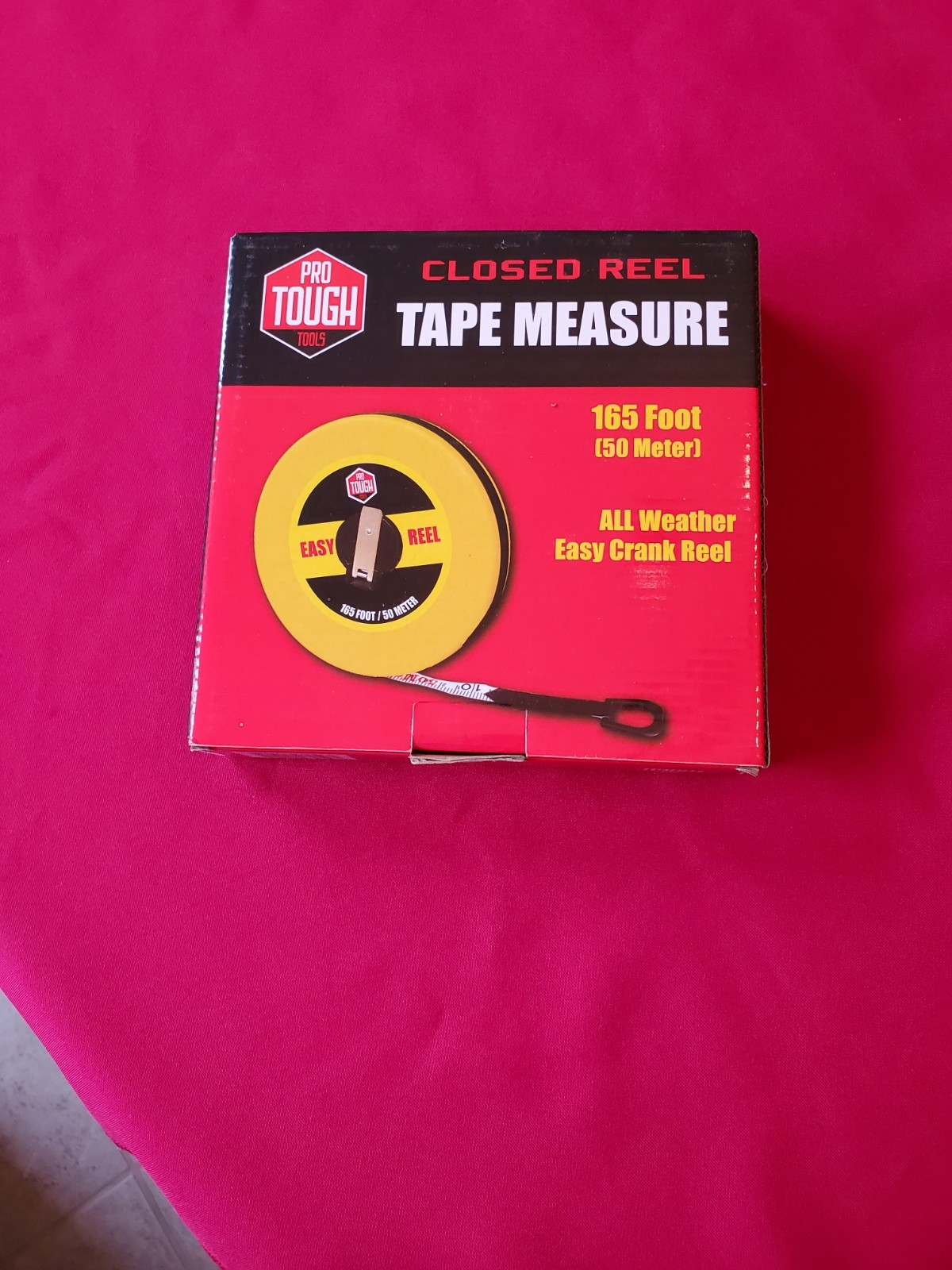 Closed Reel 165 Foot Tape Measure All Weather  Easy Crank Pro Tough Tools
