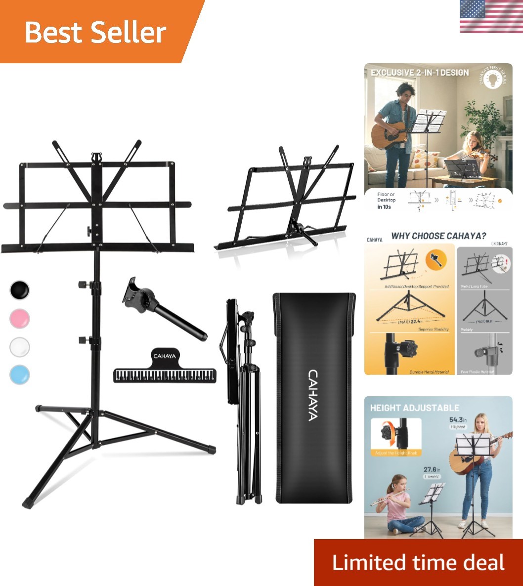 Portable Sheet Music Stand: Dual Use Desktop Book Holder Folding Lightweight ...