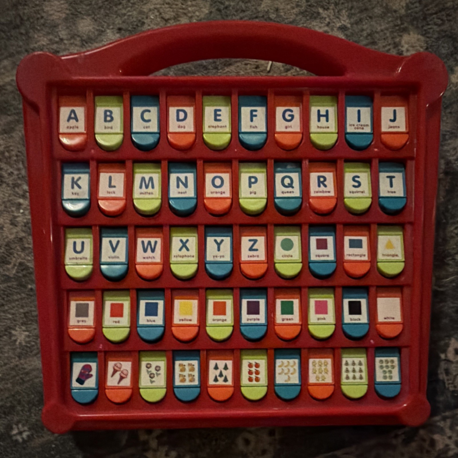 Battat- Red Alphabet and Number Learning Toy with Flipping Tiles for Ages 3-7