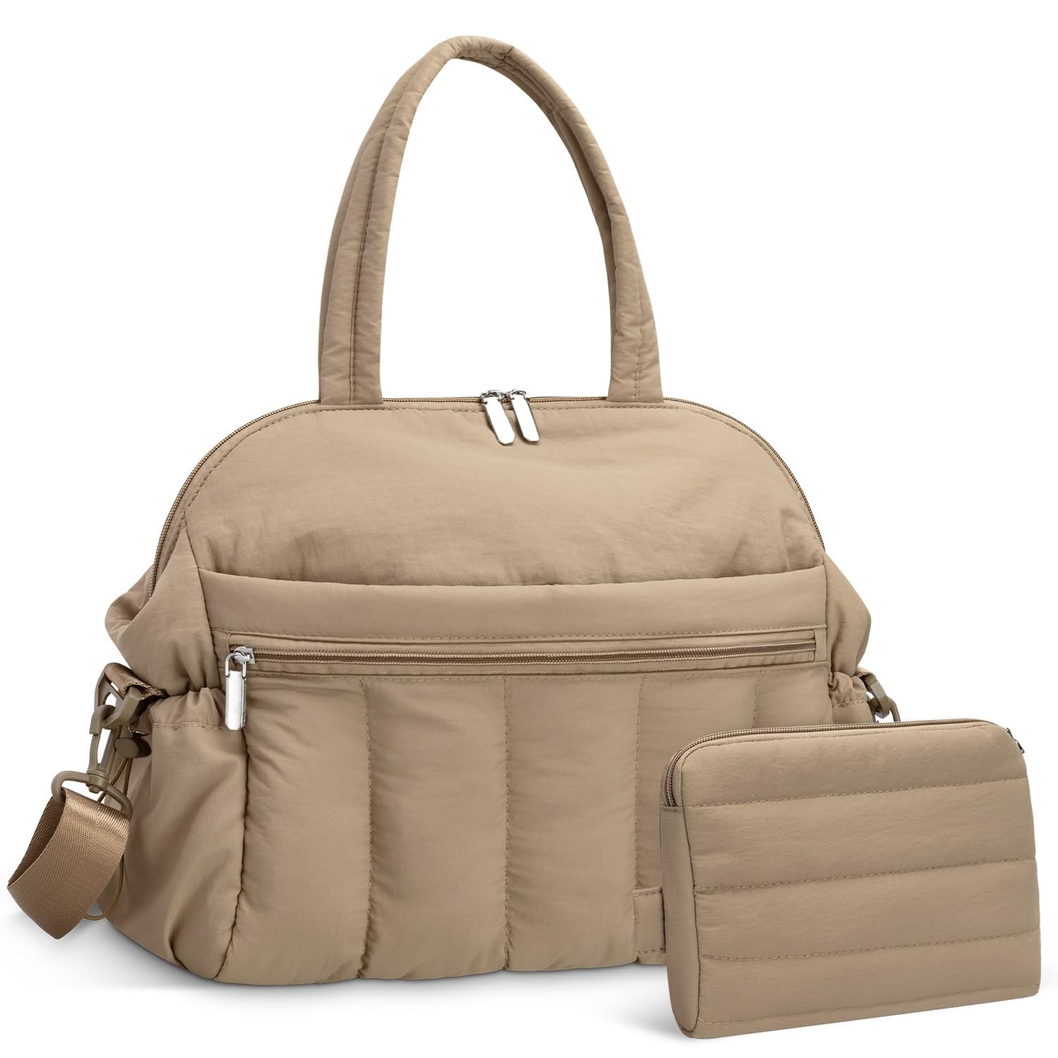 Diaper Bag Tote, Puffer 16.5 inches x 6.3 x 11.4 inches, Camel 