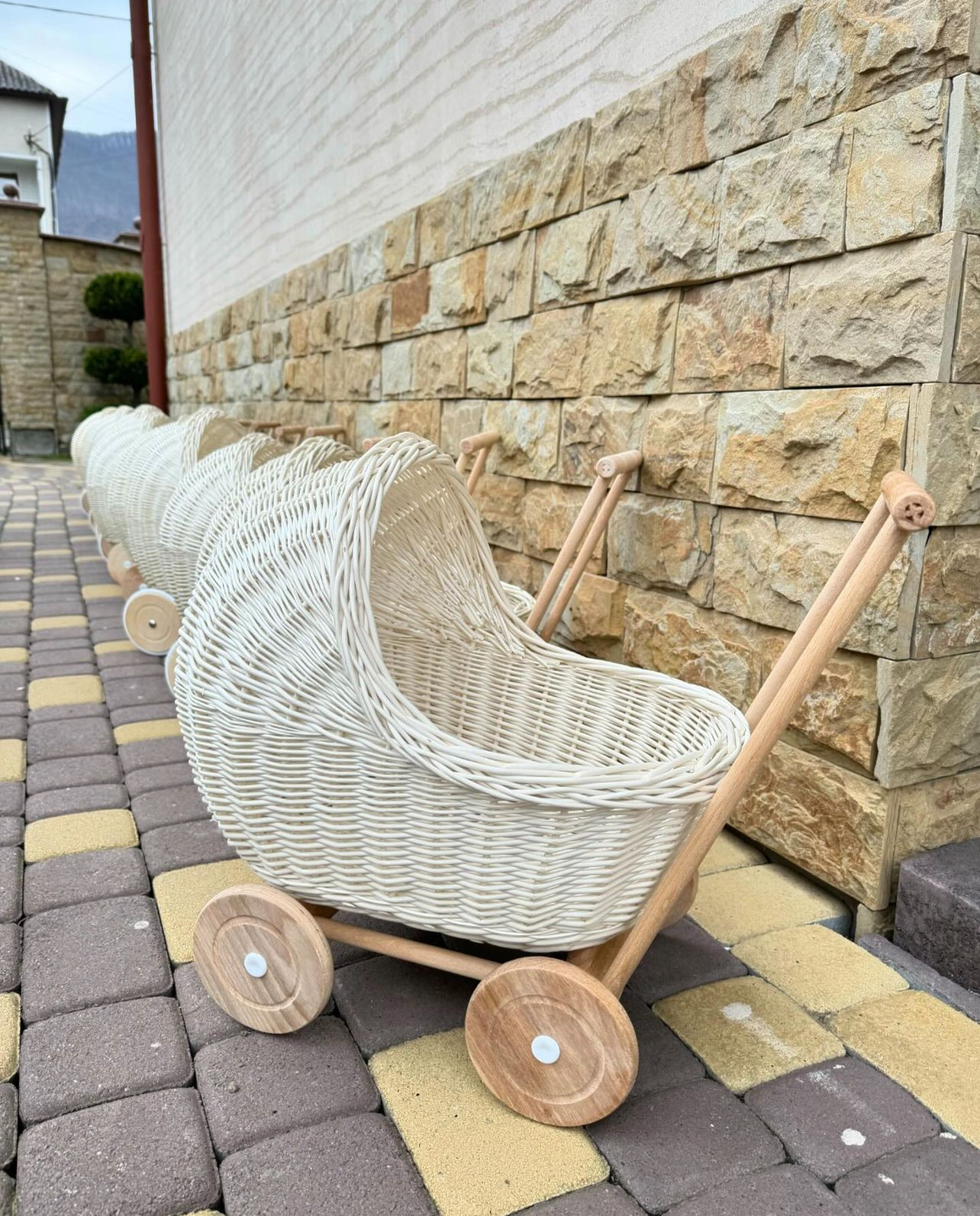 NEW!! natural toy doll stroller wicker doll pram baby doll carriage eco-friendly
