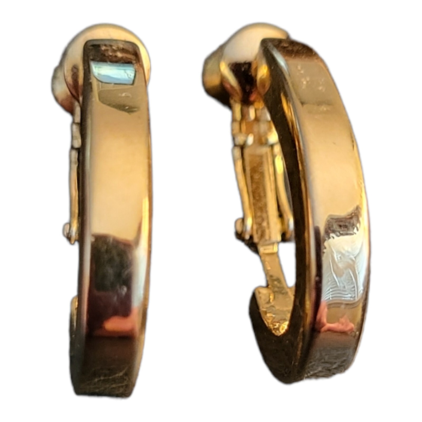 Vintage Signed Napier Gold Tone Teardrop Hoop Screwback Clip On Earrings *READ*