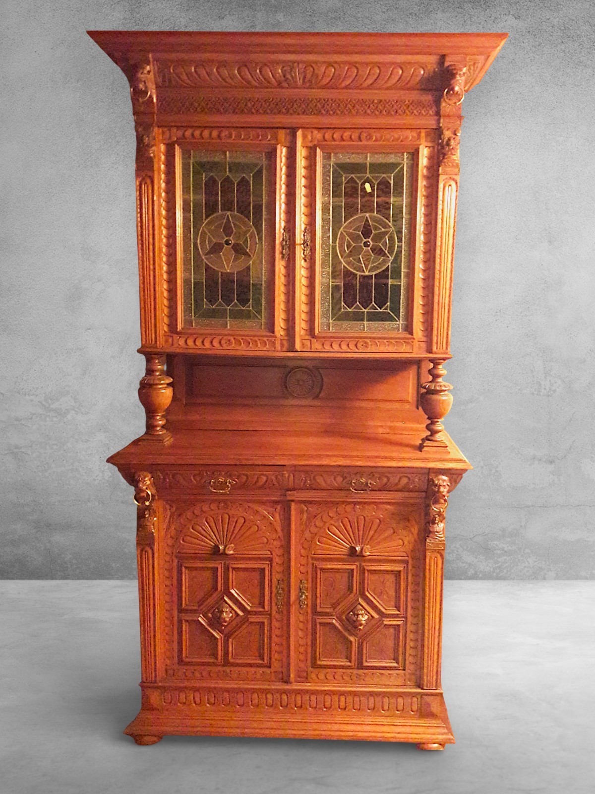 Antique French Renaissance Revival/Henri II Oak Cabinet – c. 1880–1900