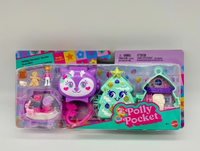 Mini Toys, Holiday Stackable Compact Playset Bundle with Micro Doll, Accessor...