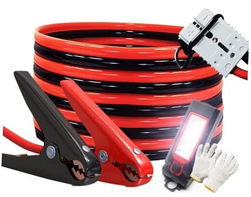 Jumper Cables Heavy Duty 1 Gauge 1GA 30 FT with Quick Connect Plugs Travel Bag 