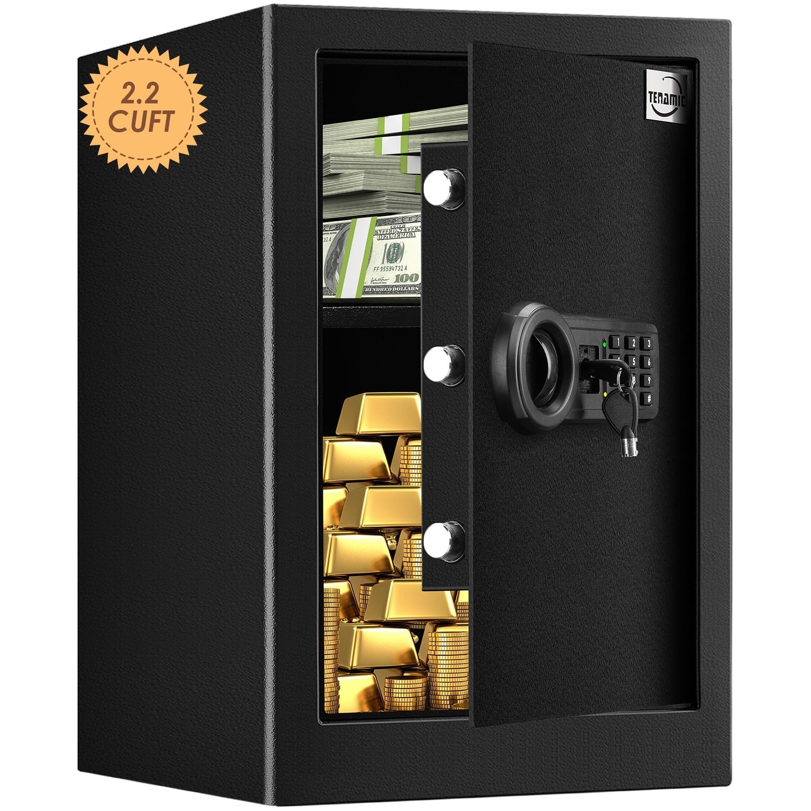 Tenamic Safe Box 2.2 Cuft Fireproof Waterproof Home Safe, Keypad Large Lock B...