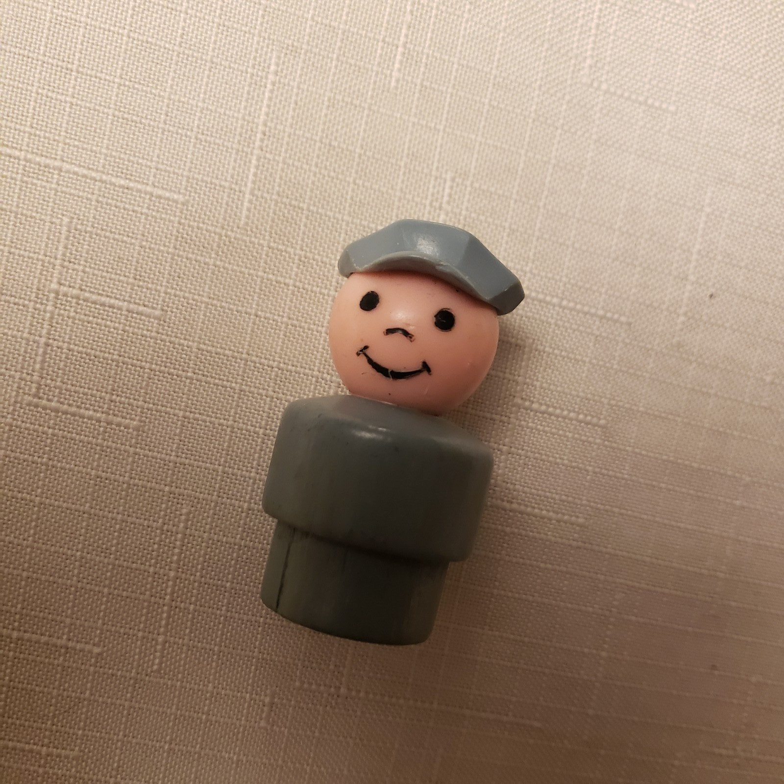 Vintage Fisher Price Little People Wooden Gray Mailman Pilot Captain Figure Toy