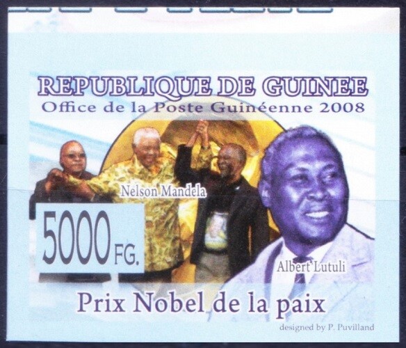 Guinea 2008 MNH Imperf, Mandela, Albert Lutuli, Nobel Peace winner    [C72] 