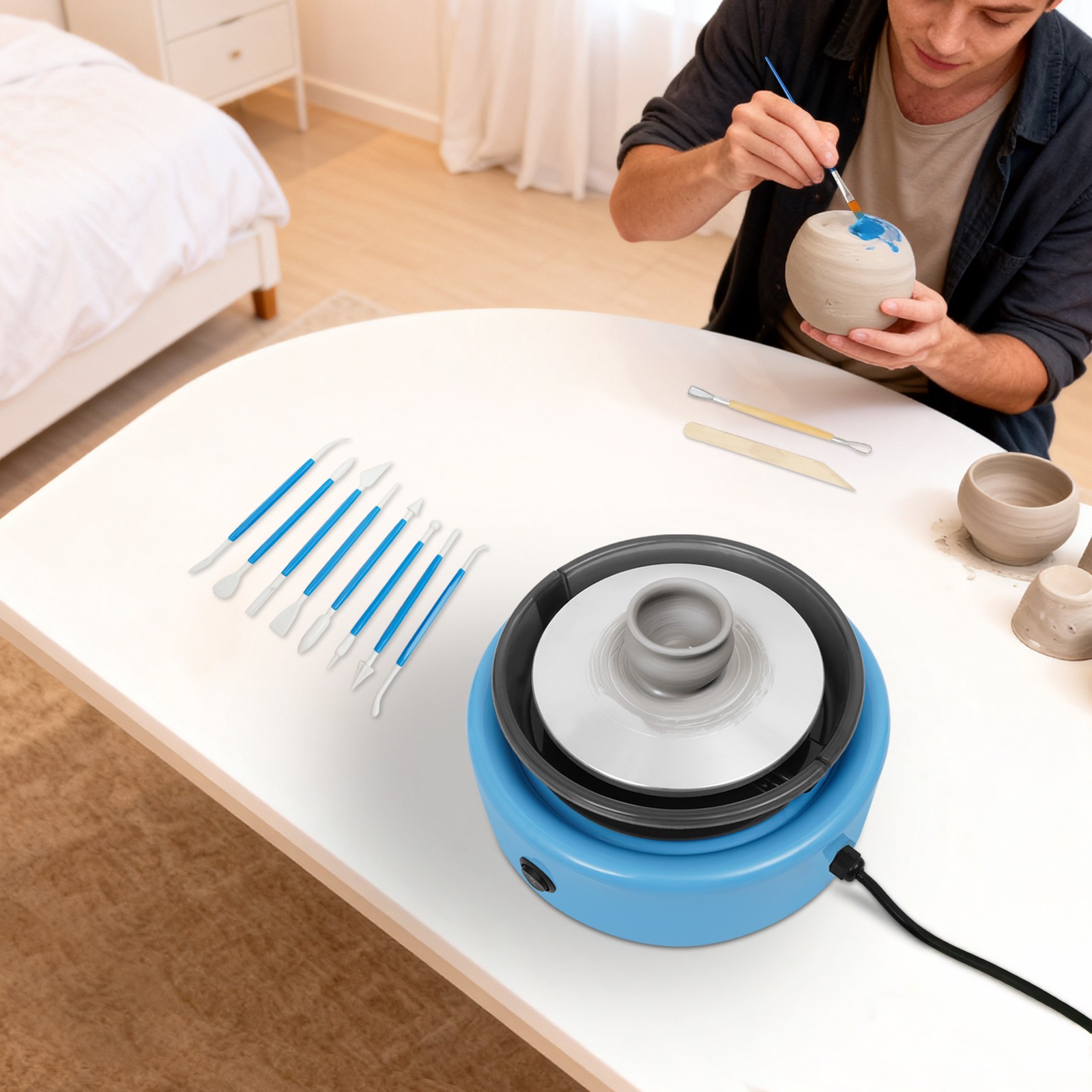 Adjustable Speed Pottery Machine Mini Pottery Wheel Machine w/ Foot Pedal SALE