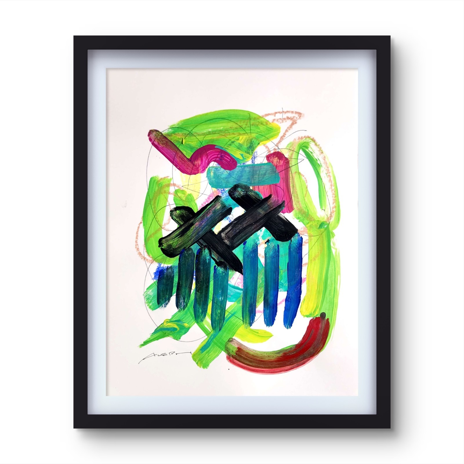 Aleph Original Art 14x11 Abstract Expressionist Painting Gallery Paper