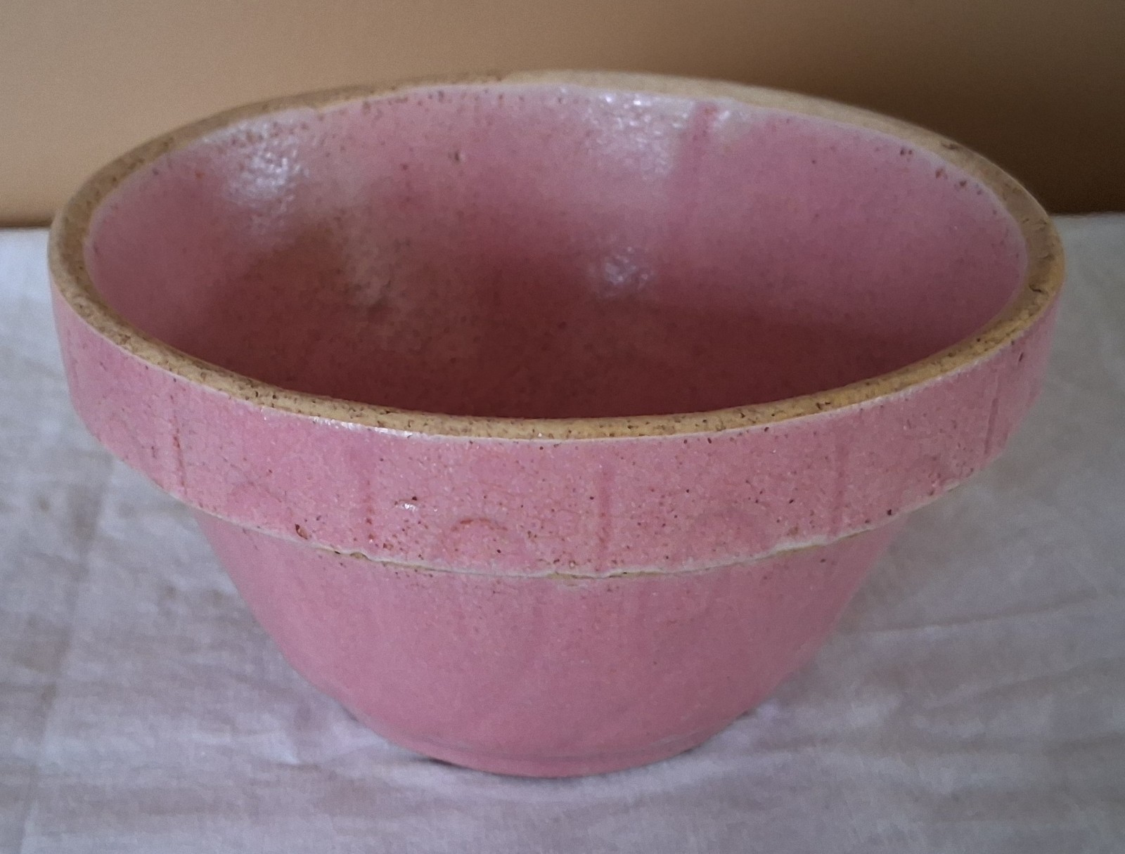 Vintage Farm House 5 1/2" Pink Stoneware Bowl Made in USA 5 Ovenware