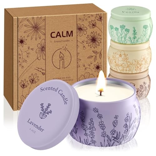 Scented Candles for Mom, 17.6oz Romantic Jar Candles for Women Girl 4 Pack