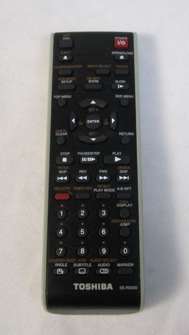 Toshiba SE-R0220 DVD/VCR Combo Remote Control - Tested - Works