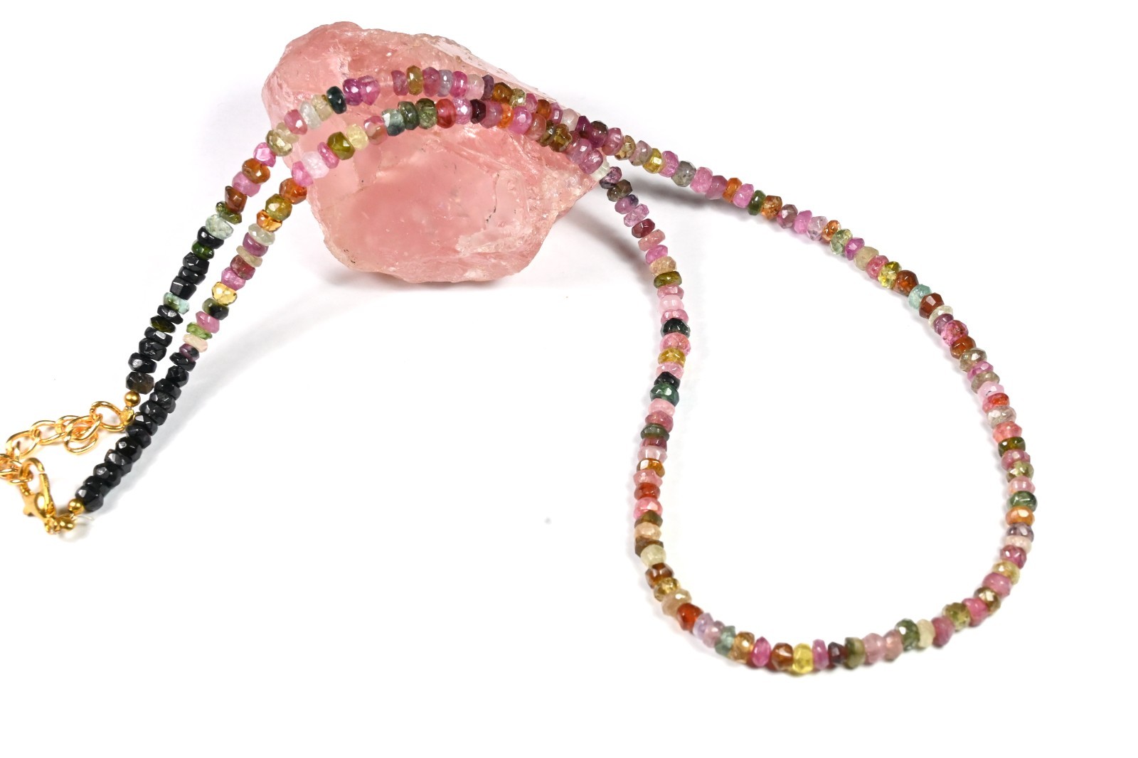 AAA+ Multi Tourmaline Faceted Rondelle Gemstone Beaded Women Choker Necklace 18"