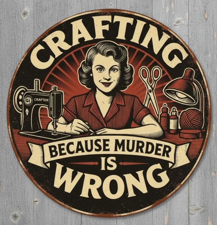Crafting Because Murder Is Wrong 12" Diameter Novelty Metal Sign Made In USA 