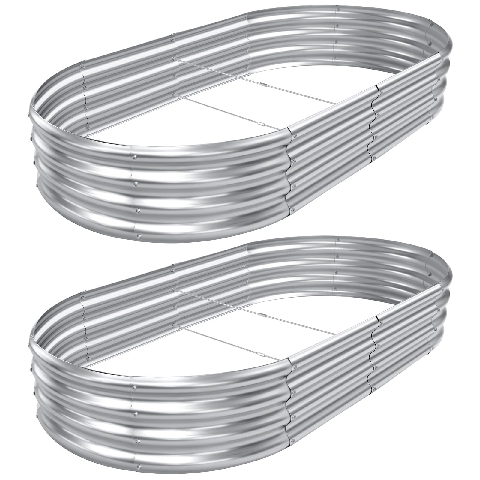 AHEONLAR 2pack 8×4×1ft Raised Garden Bed，Outdoor 8×4×1ft（2-Pack）, Silver 