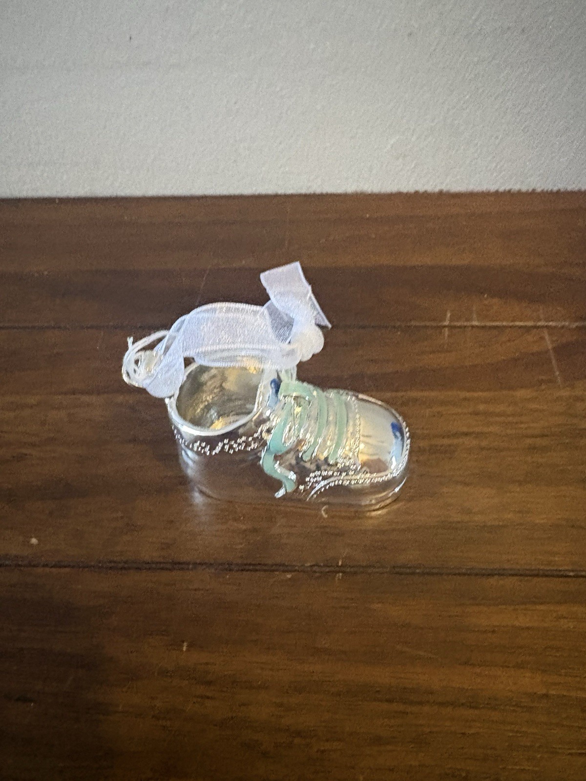 Baby Silver Plated Engravable Baby Shoe - Ornament Keepsake Boy Shoe with Box