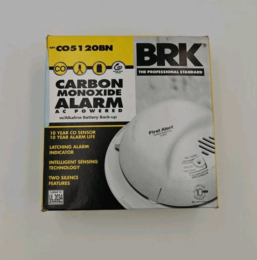 BRK Co5120bn Carbon Monoxide Alarm, 85 Db At 10 Ft, 120V Ac, 9V,