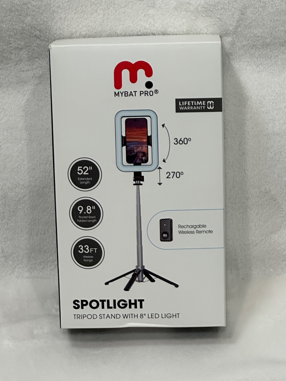 Mybat Spotlight Tripod Stand With 8" LED Light For taking photos & videos