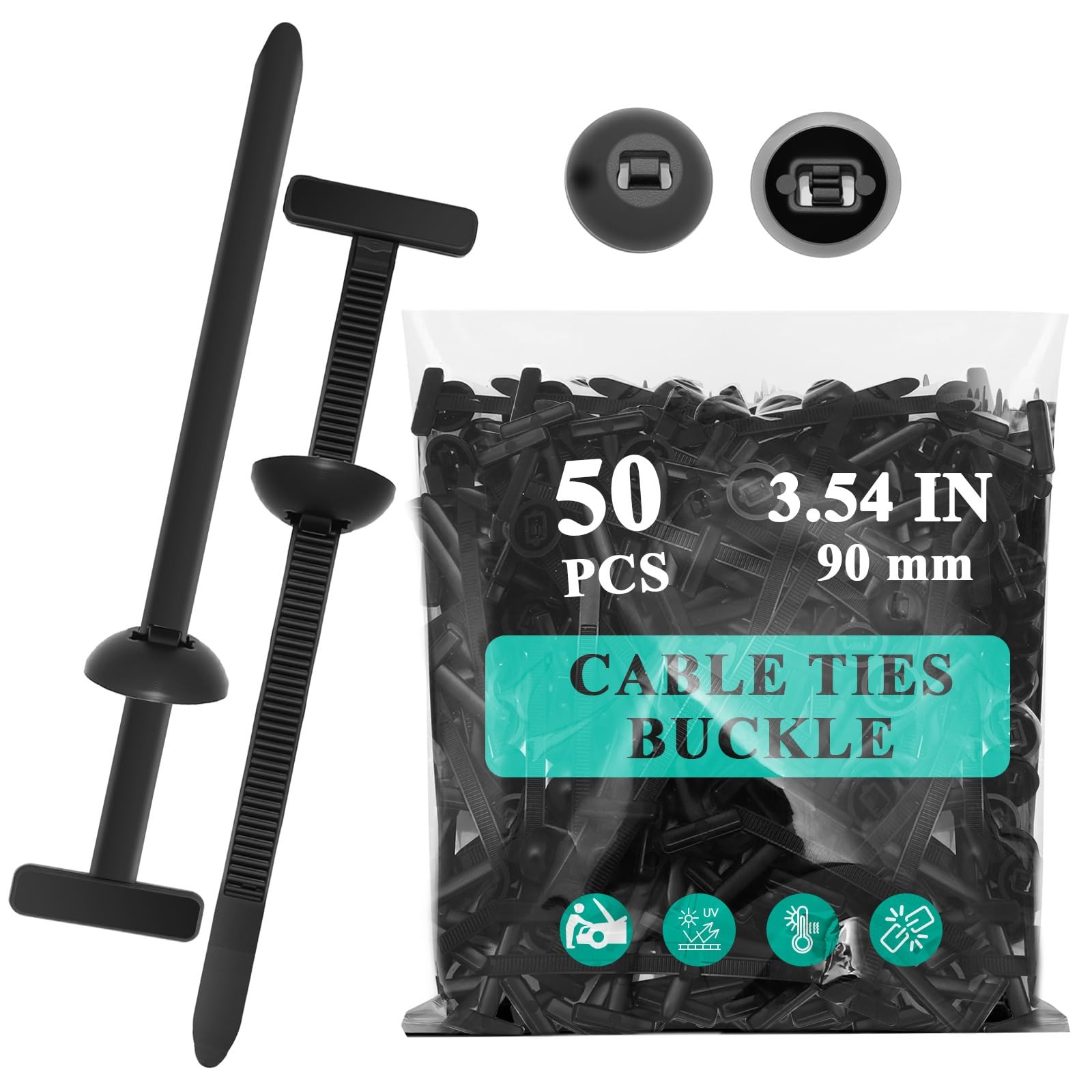 50Pcs Nylon Universal Cable Tie Buckle - New Multifunctional Nylon Zip Ties, ...