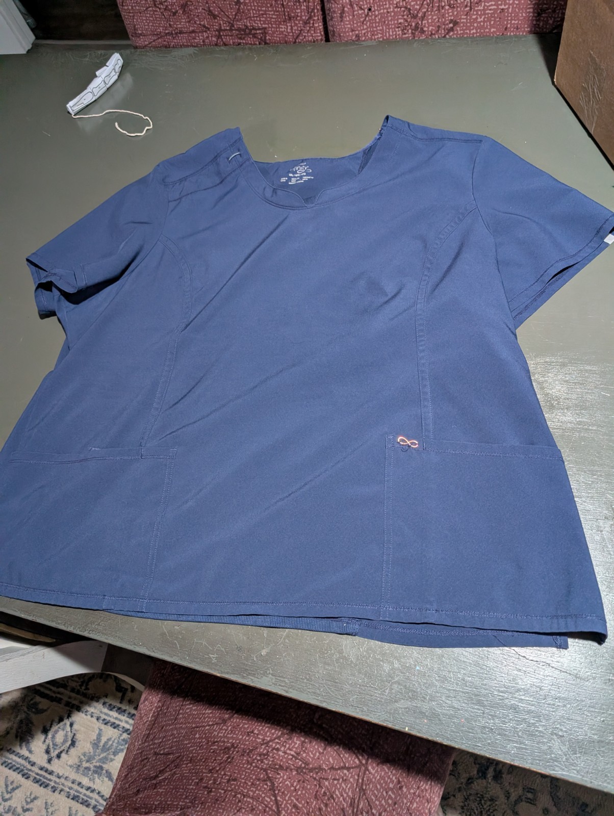 Cherokee Infinity 4XL Scrub Top Stretch Ribbed Shoulders And Back EUC