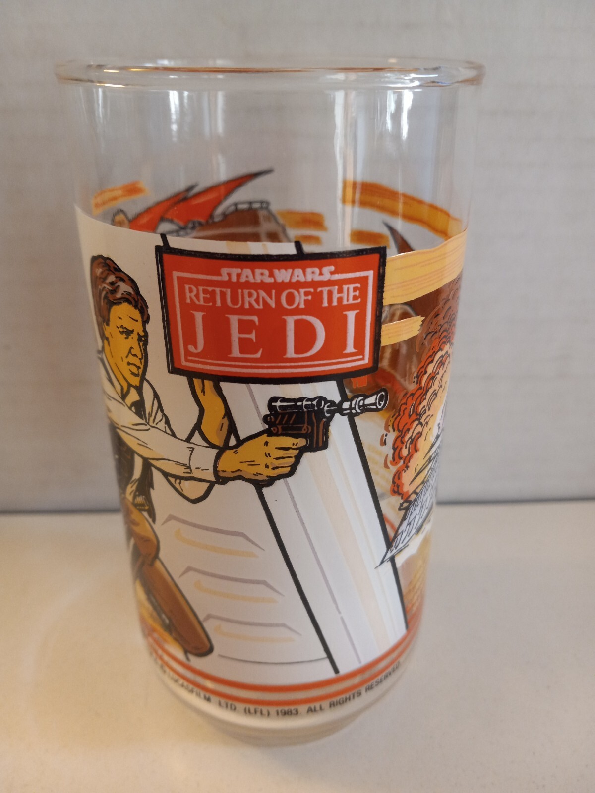 Vintage Star Wars 1983 Return of The Jedi Han Solo Luke Burger King Cup Glass