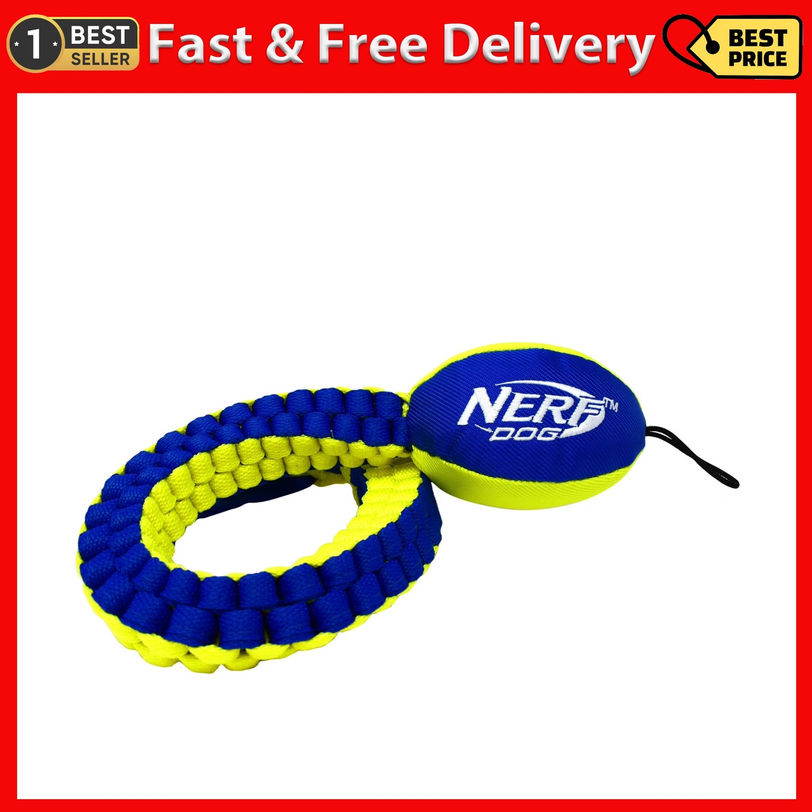 Nerf Dog Vortex Chain Tug Dog Toy with Durable Braided Nylon, 25"