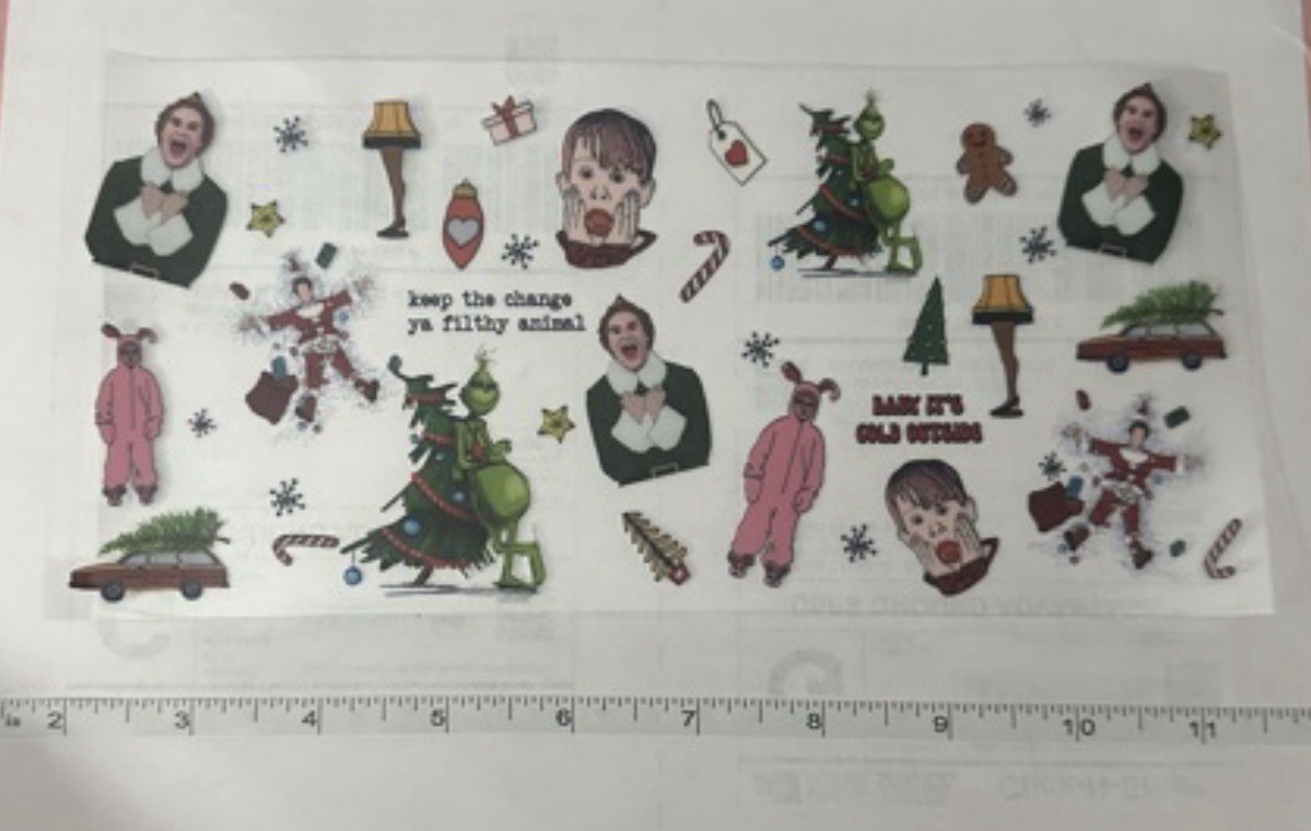 Christmas Holiday Movie Mash Up UVDTF Tumbler Wrap