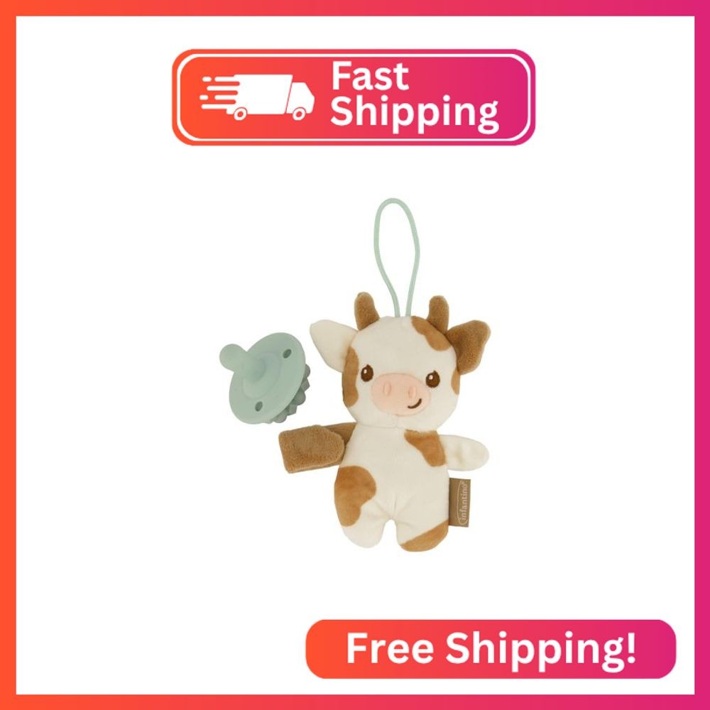 Infantino Snuggle & Soothe PaciPal - Soft Fabric Pacifier Pal with Premium Silic