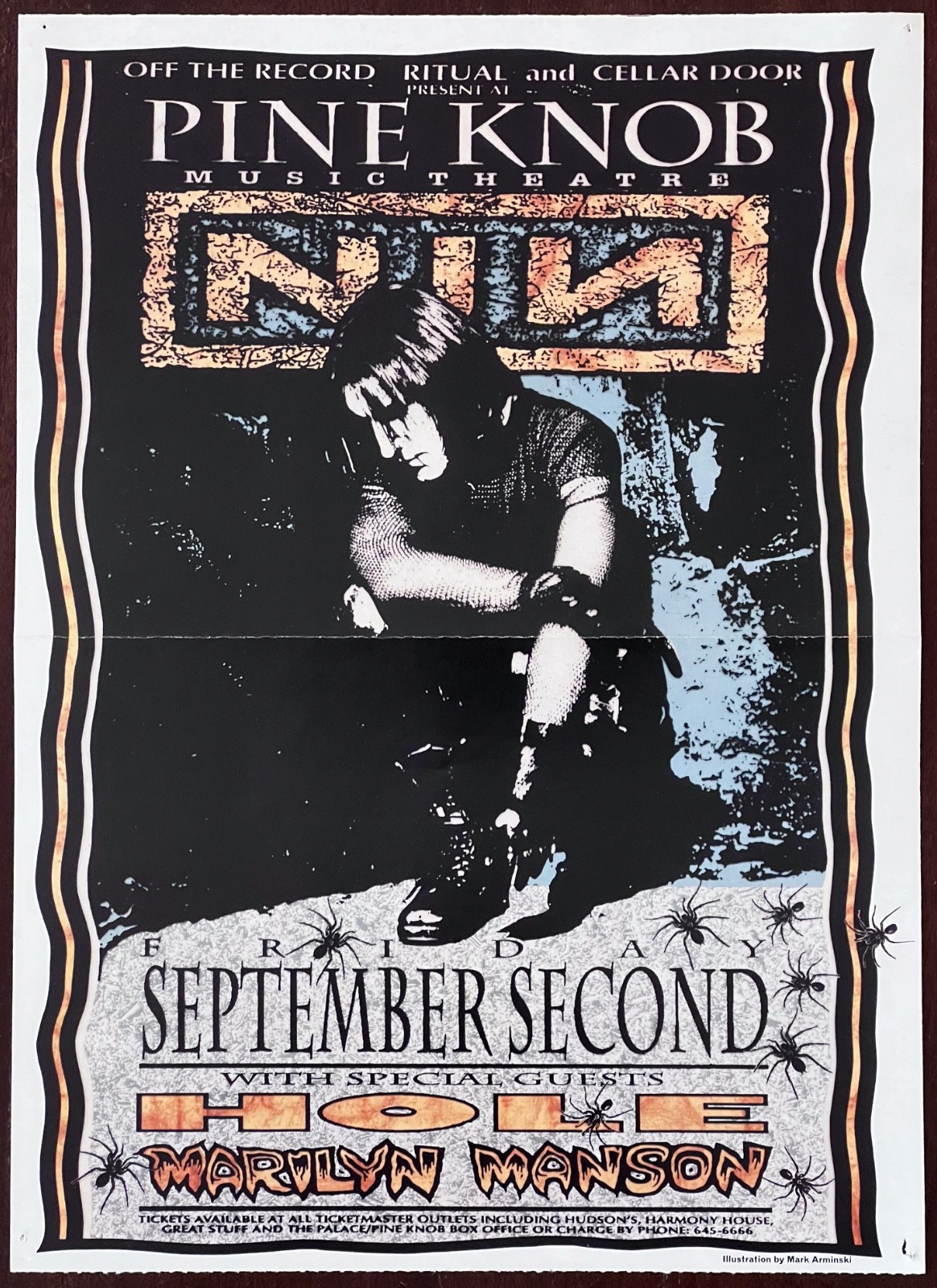 NIN Tour Poster 1995 Replica of Mark Arminski's Design 12in x 15in Trent Reznor
