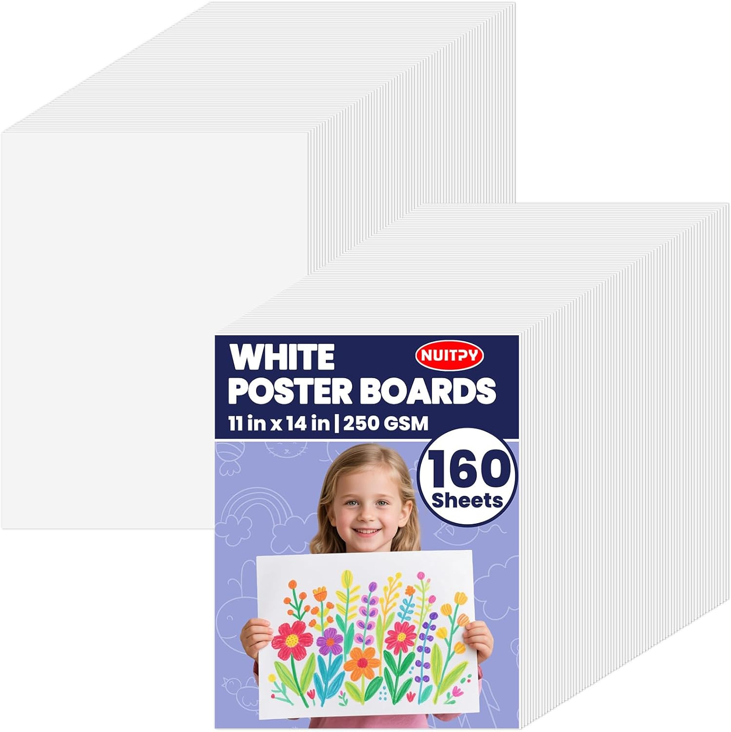 160 Sheets Poster Board, 11In X 14In White Poster Board, 250Gsm Thickness Poster