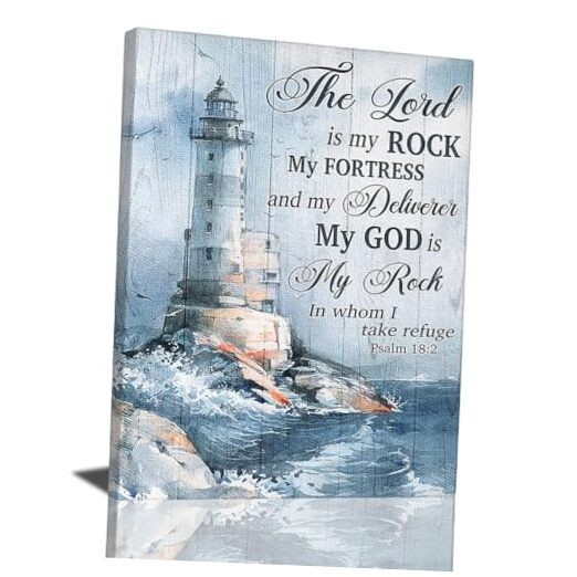Ocean Lighthouse Wall Art Christian Psalm Bible Quotes 16"L x 12"W Lighthouse 2