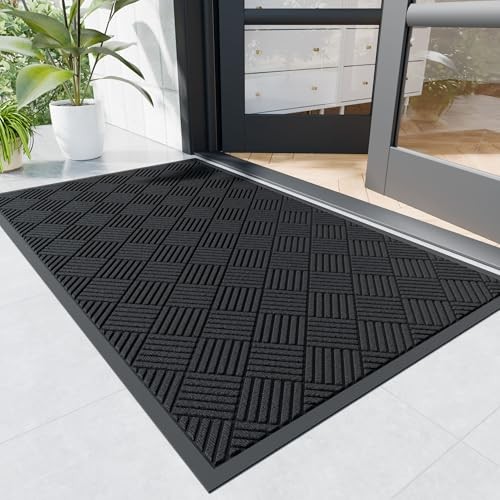 Durable Indoor Outdoor Door Mat, 3' x 5' Heavy Duty Front Door Mat for 