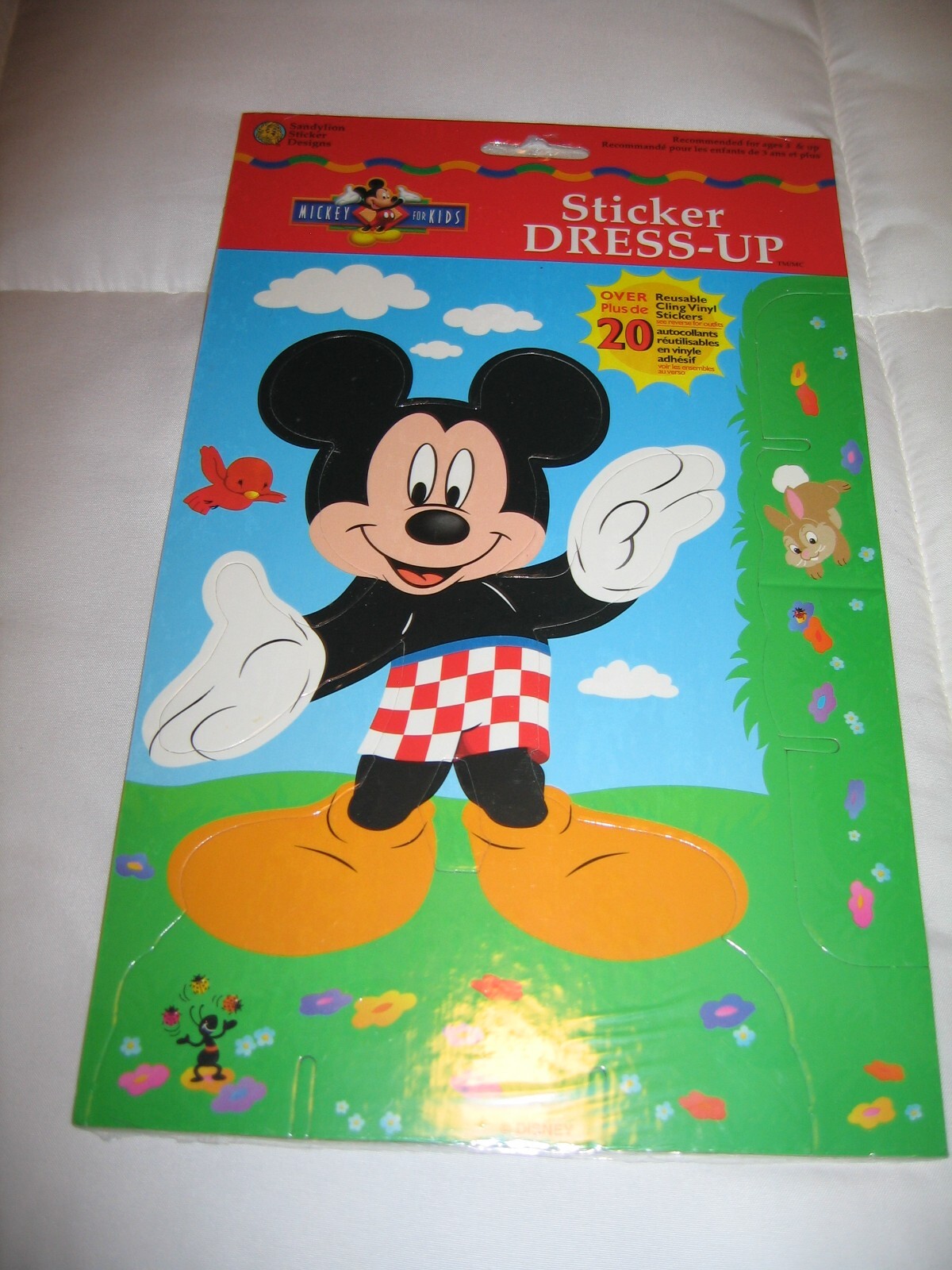 Disney Mickey Mouse Vinyl Stickers Lots of "Paper Doll " Dress Outfits on back