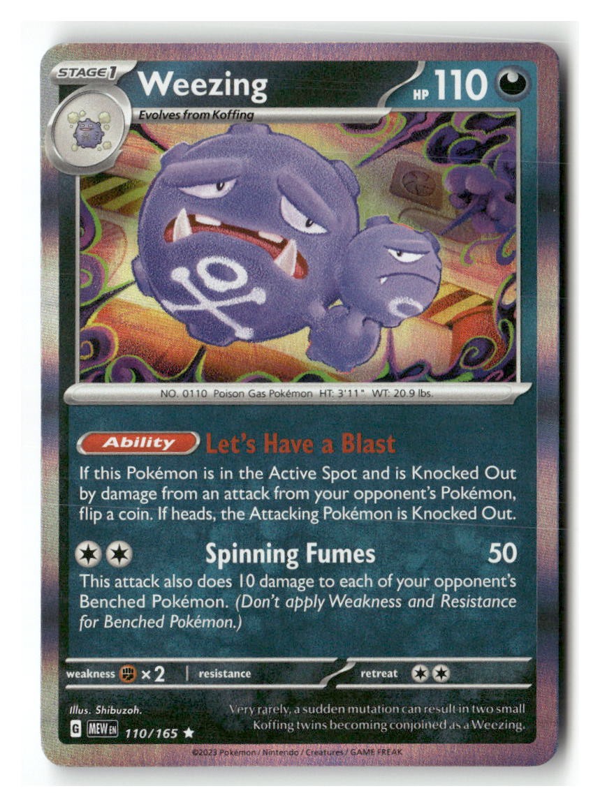 Weezing 110/165 Rare 151 Pokemon Holo Near Mint