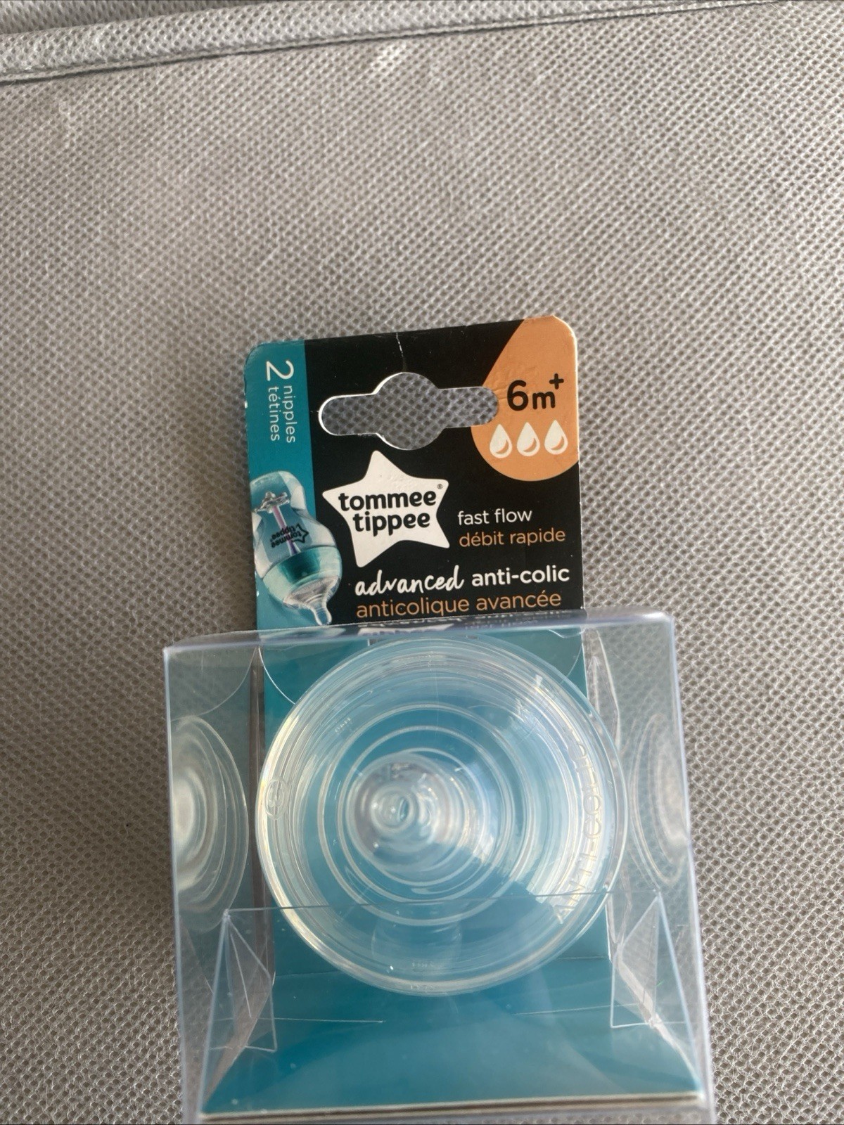 Tommee Tippee Fast Flow Nipples 6M+ 2 PACK Advanced Anti Colic