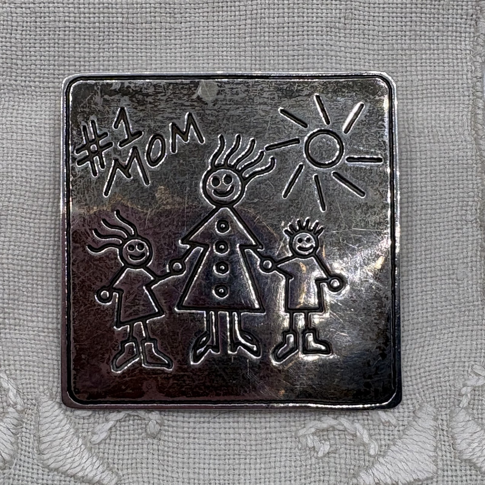 925 Silver Mexico #1 Mom and Kids Brooch/Pendant Vintage Jewelry