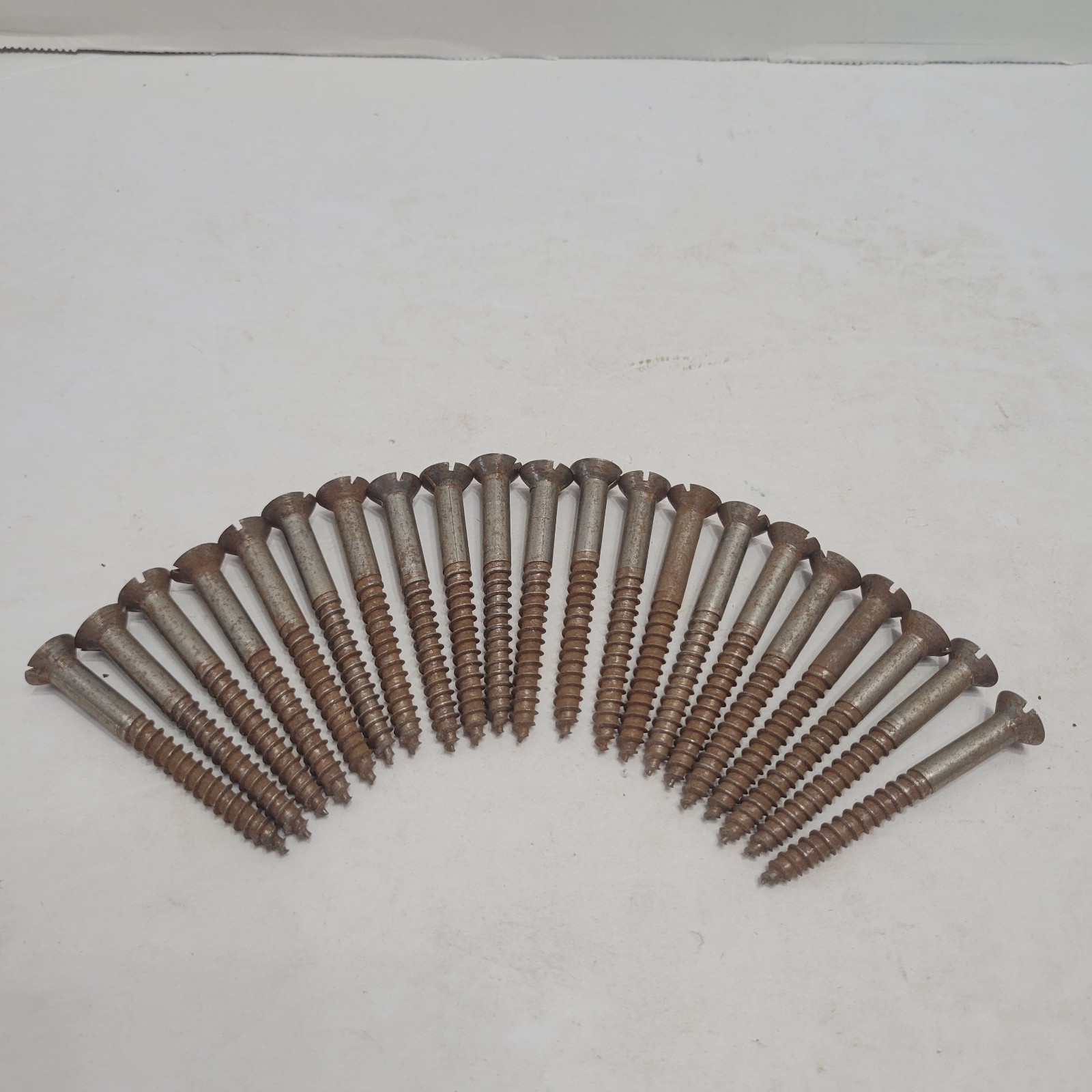 Lot Of 22 Antique Wood Screws Flat-Head Steel 2.5"