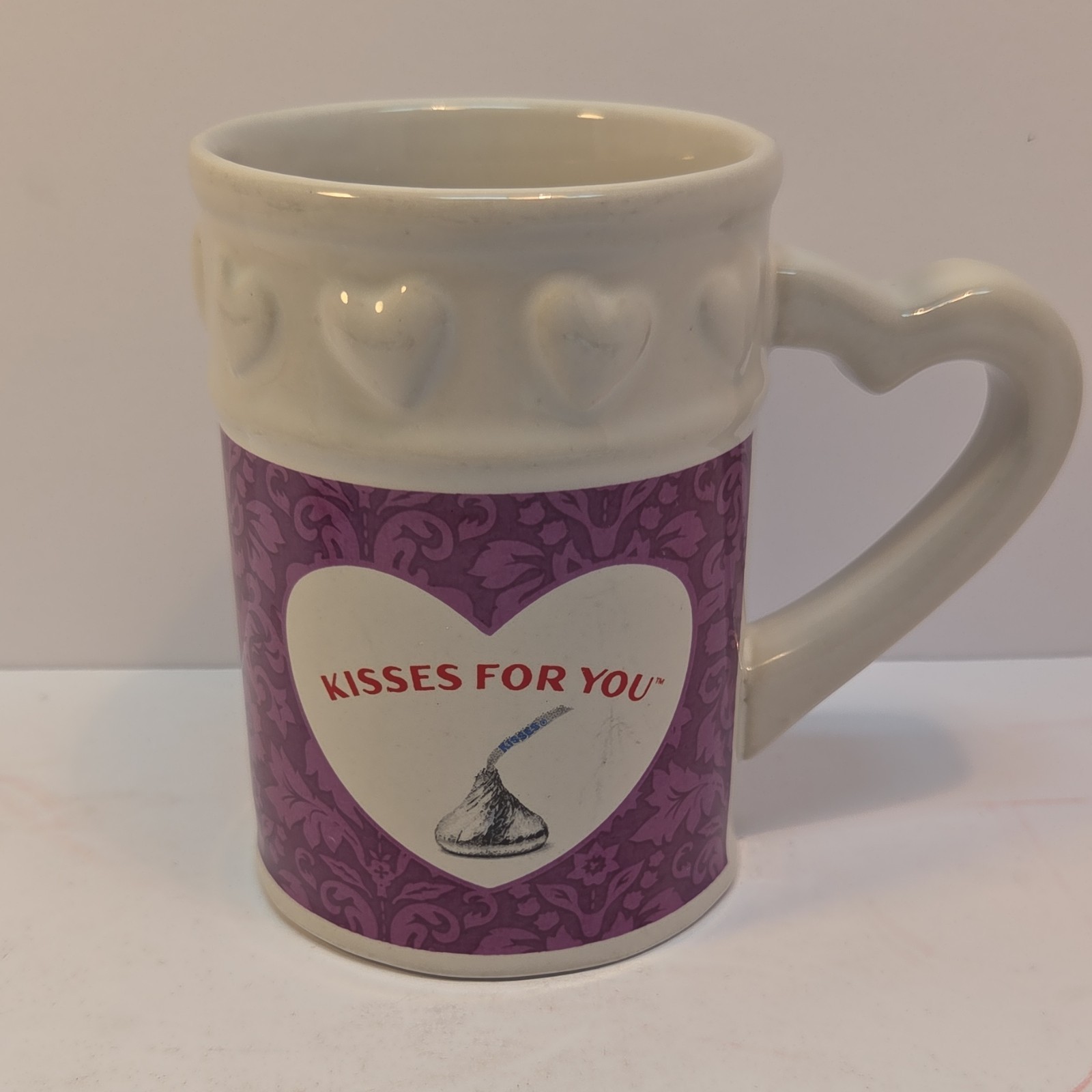 Hershey's Kisses 100th Anniversary Mug Purple White Hearts Candy Collectible