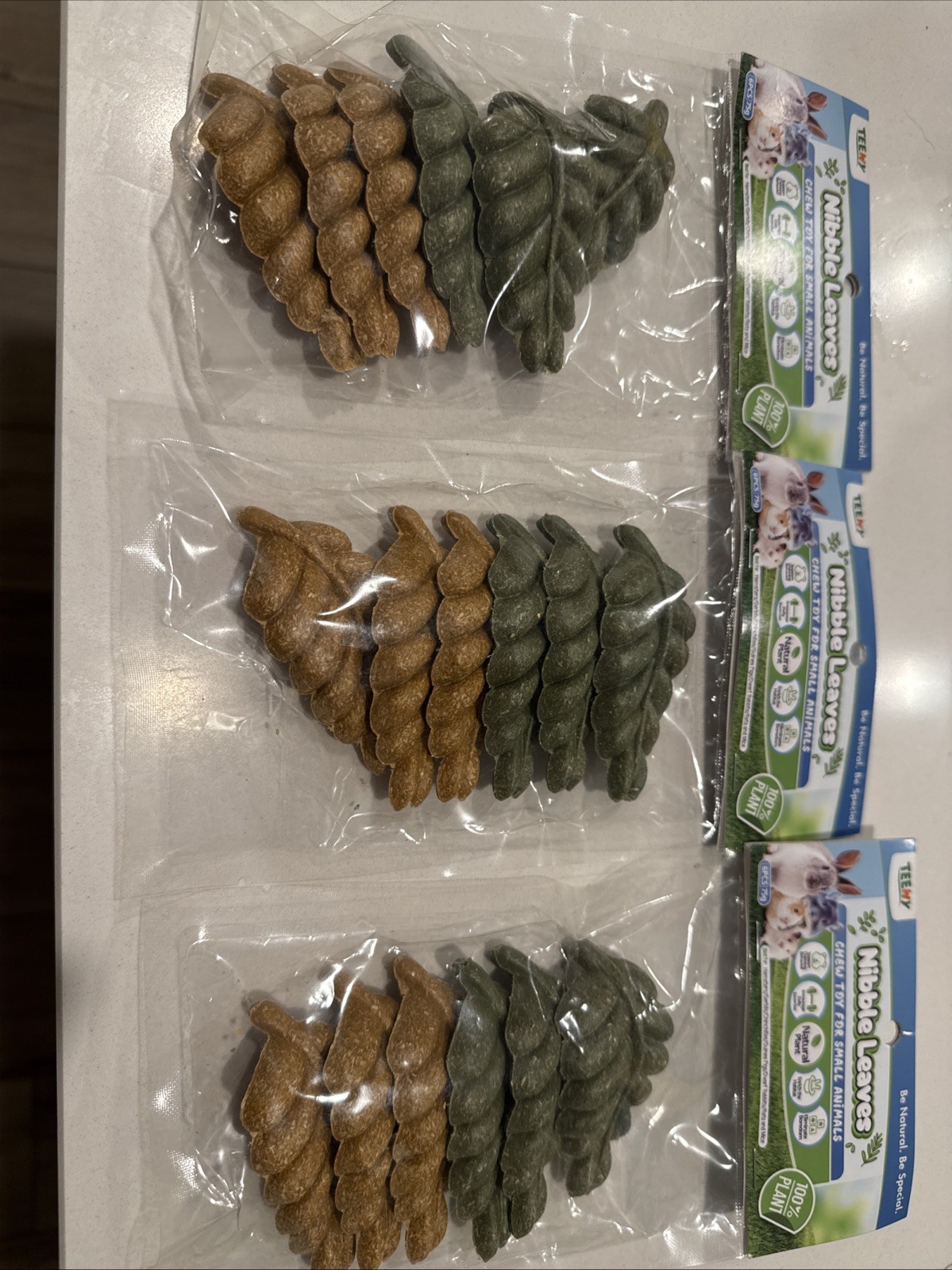3 Packs Nibble Leaves For Small Animals - 100-% Plant Exp 10/2026
