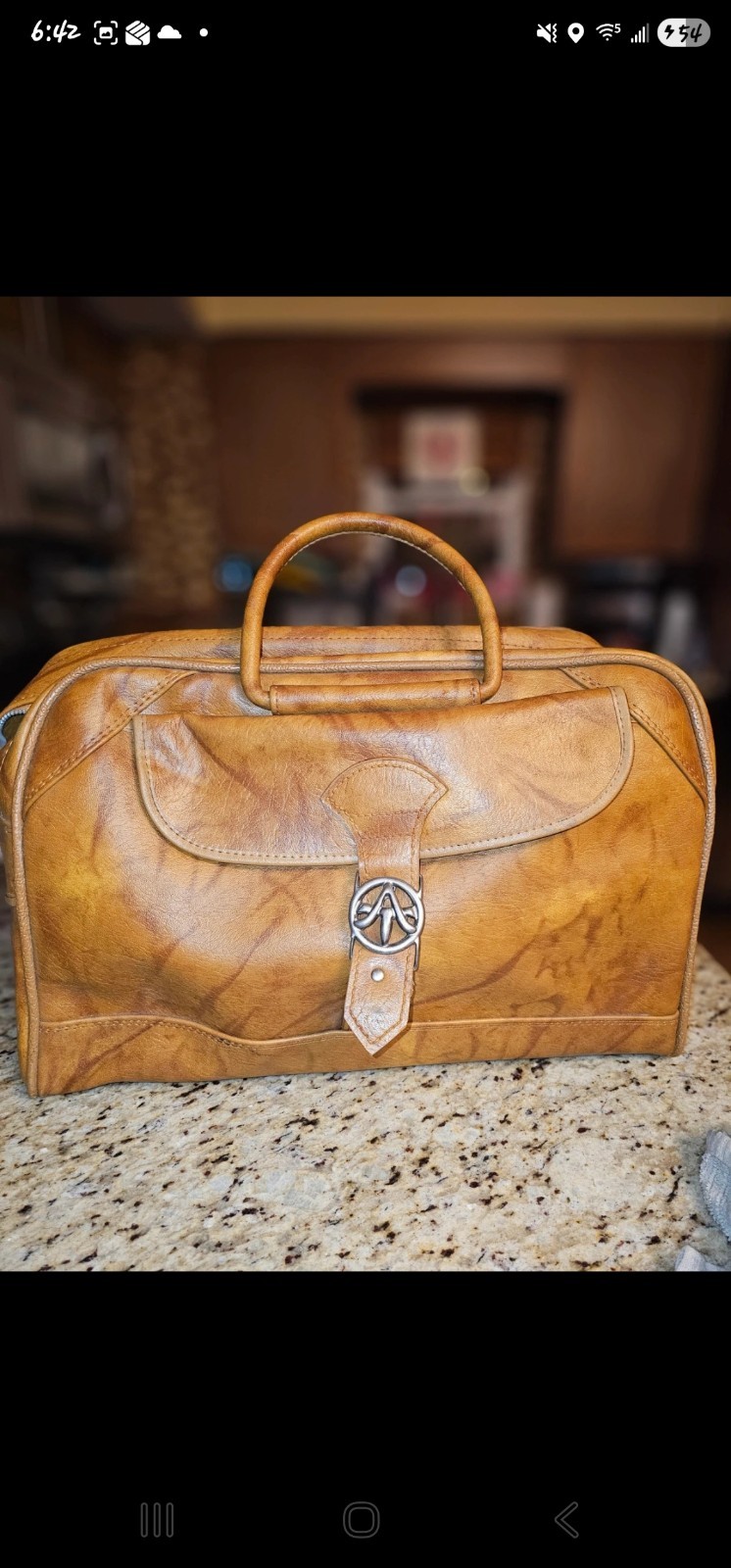 American Tourister Brown Leather Travel Bag, Locking, Extra Compartments