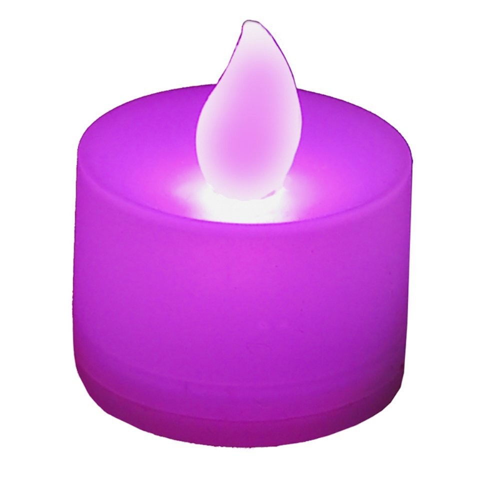Battery Operated Tea Light Candles, Purple - Set of 12