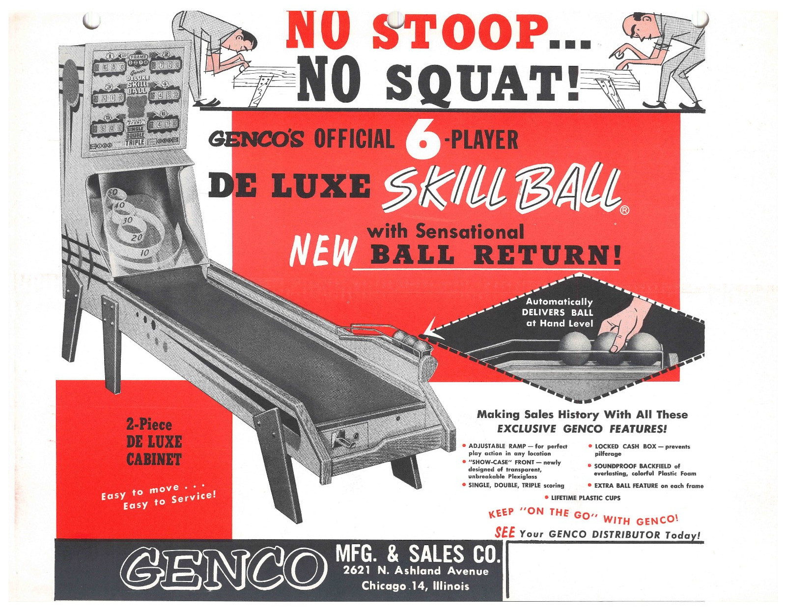 Skill Ball Skee Genco Vending Arcade Gaming FLYER / Brochure / Ad