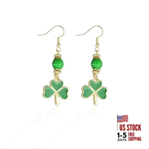 St. Patrick's Day Earrings for Women Irish Holiday Shamrock Dangle Clovers