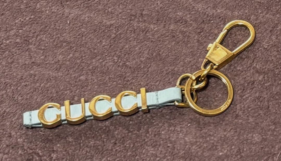 GUCCI Script Keychain Without Box Light Blue