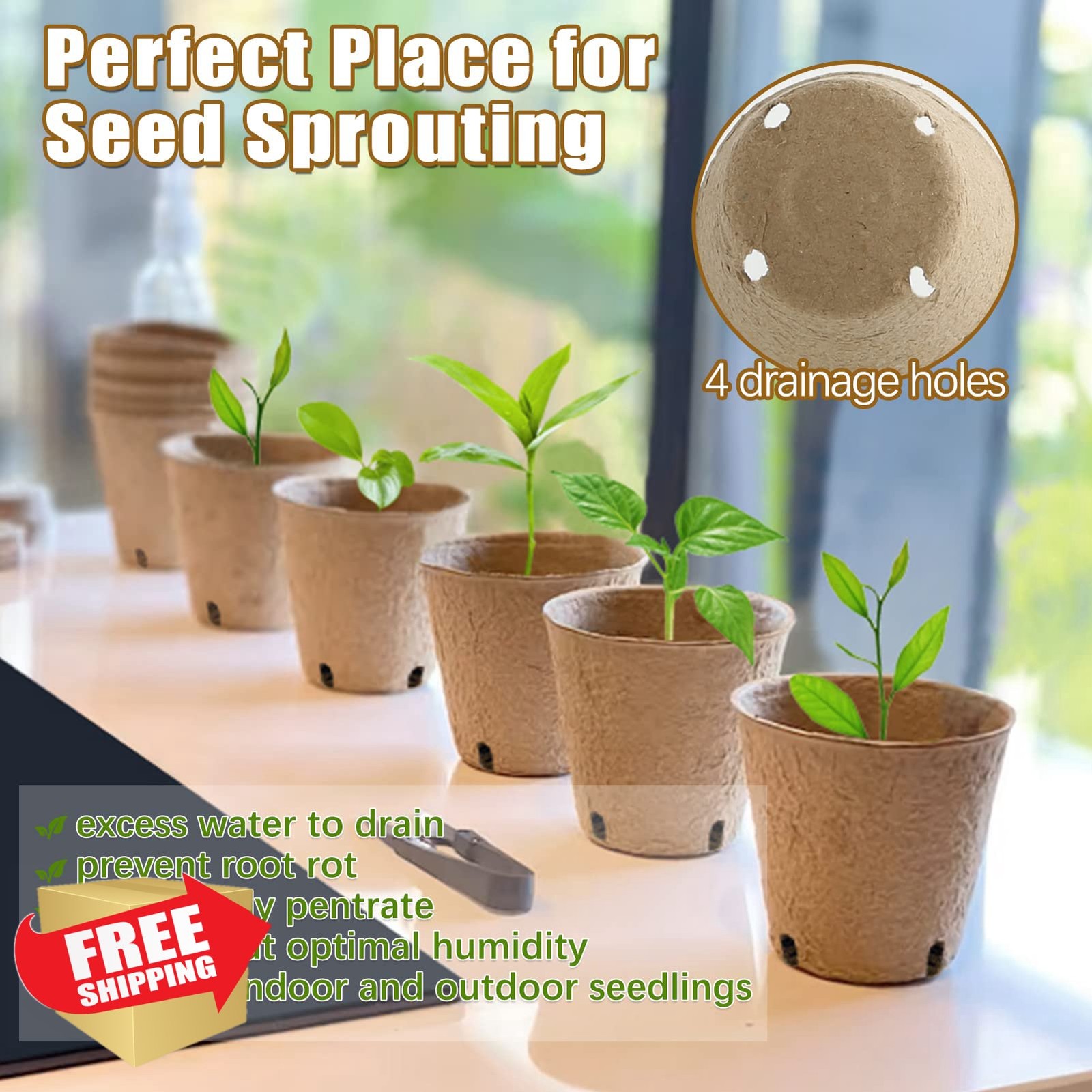 102pk Peat Pots 3.15 Inch Biodegradable Seed Starter Pots Labels