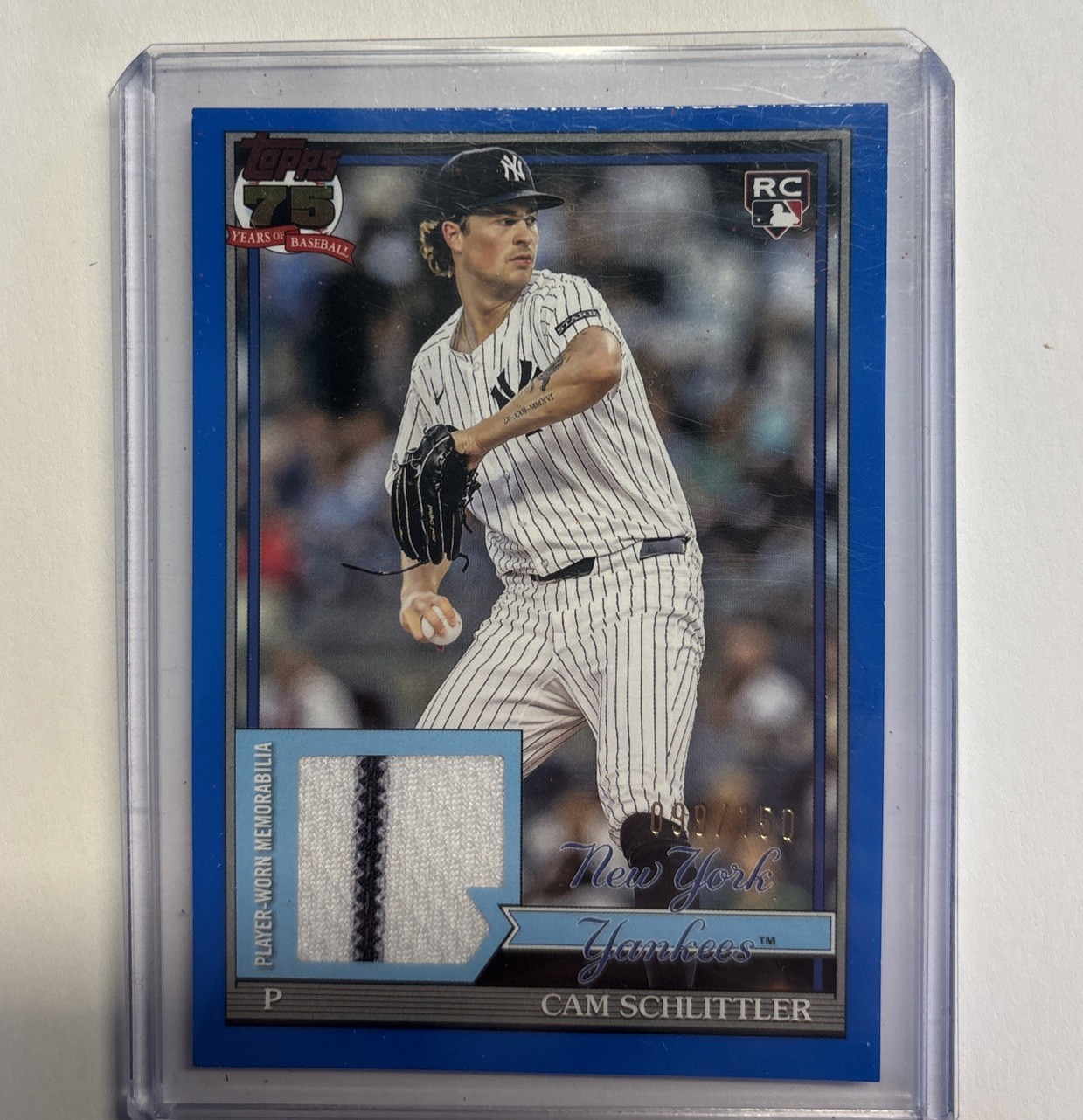 2026 Topps Series 1 1991 Cam Schlittler Relic Blue 99/150 #91R-CSC Yankees (RC)
