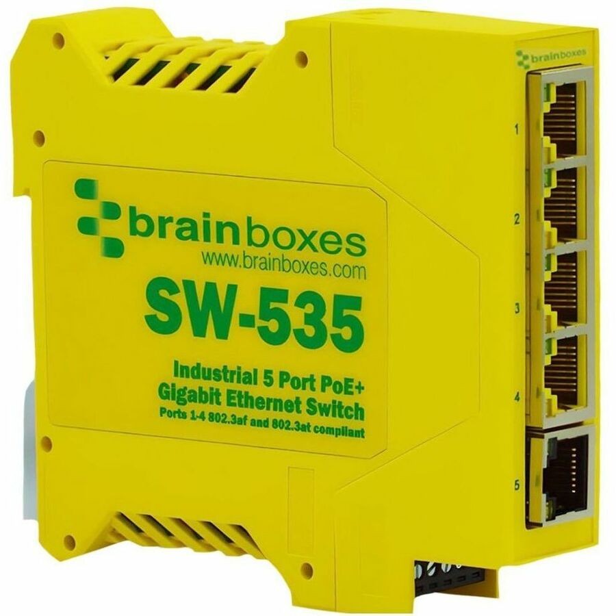 Brainboxes SW-535 Industrial 5 Port PoE+ Gigabit Ethernet Switch